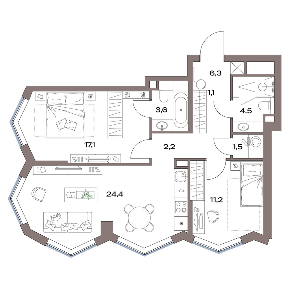 Планировка 72.0 м²