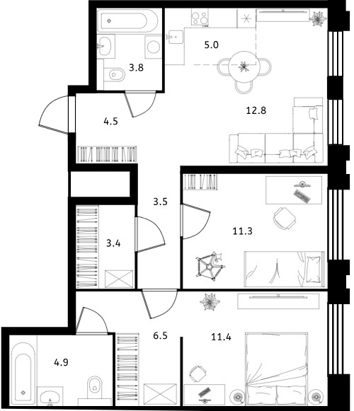 Планировка 67.1 м²