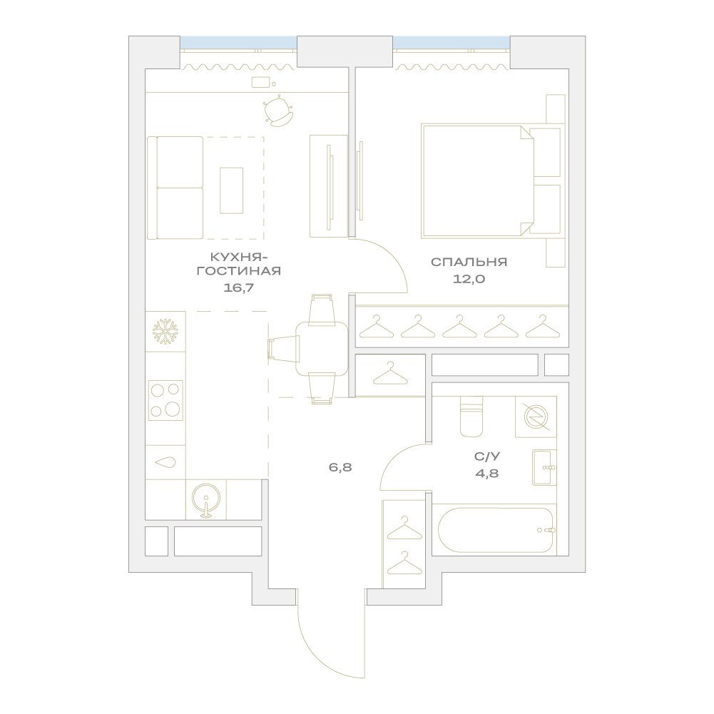 Планировка 41.2 м²