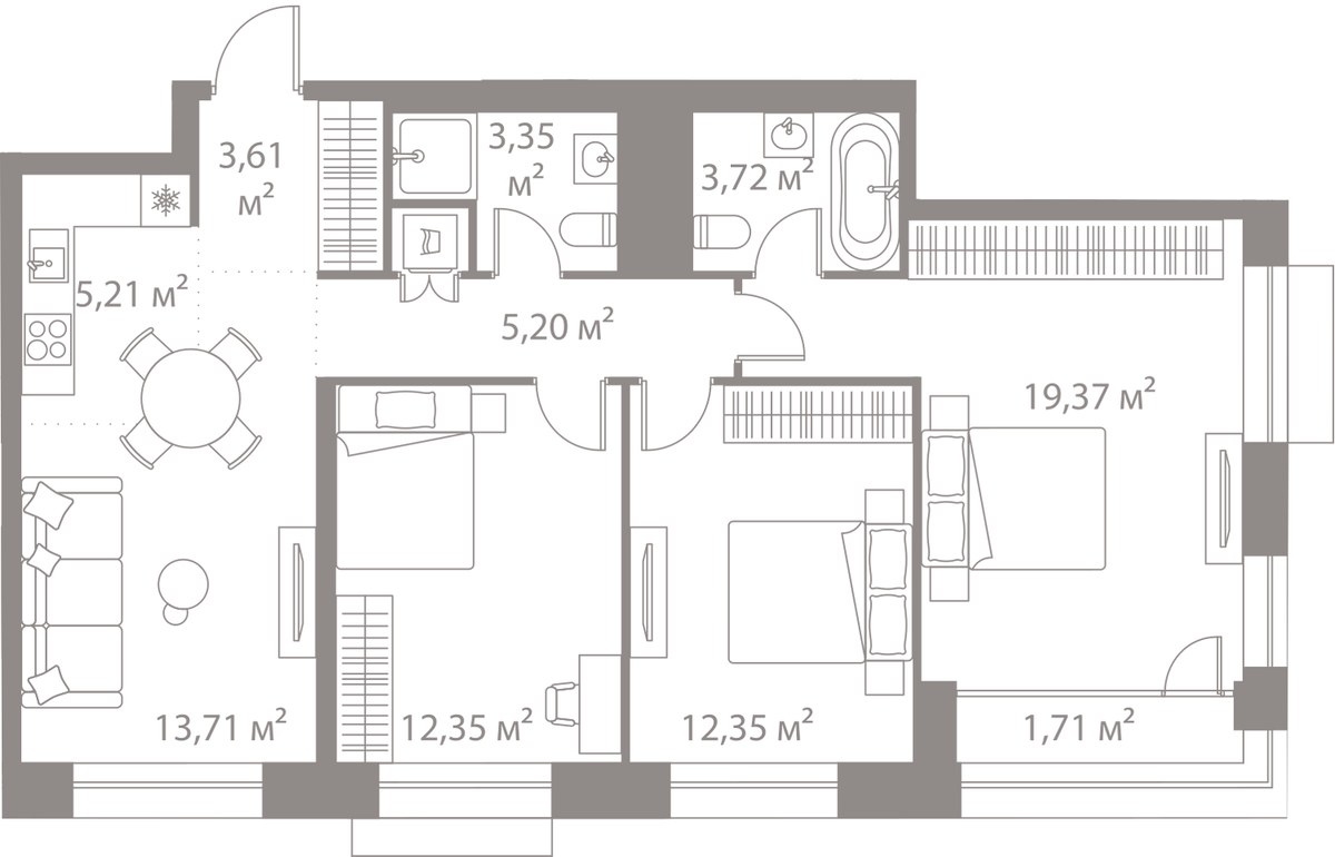 Планировка 80.58 м²