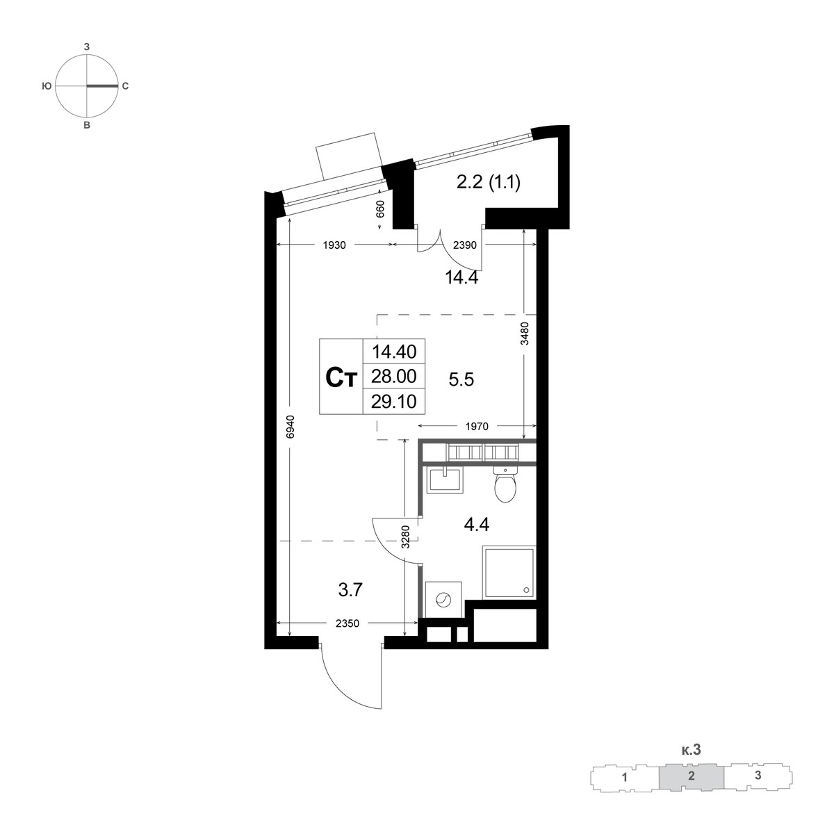 Планировка 29.1 м²