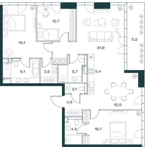 Планировка 135.2 м²