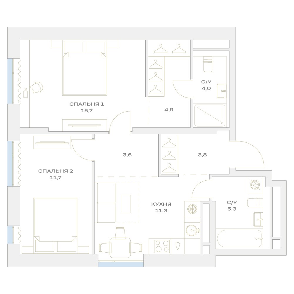 Планировка 60.4 м²
