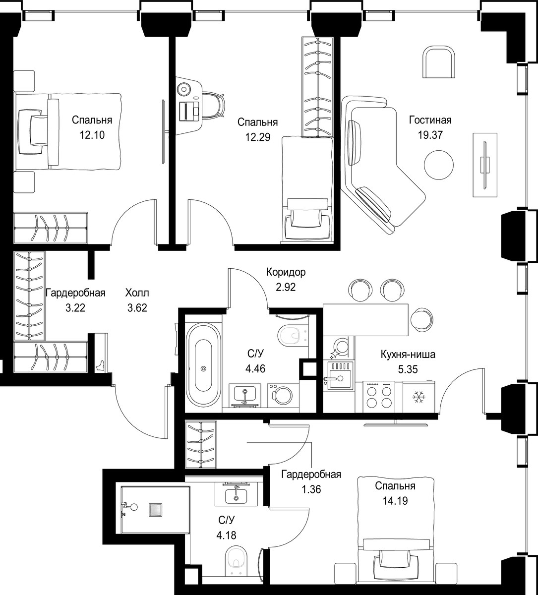 Планировка 83.06 м²