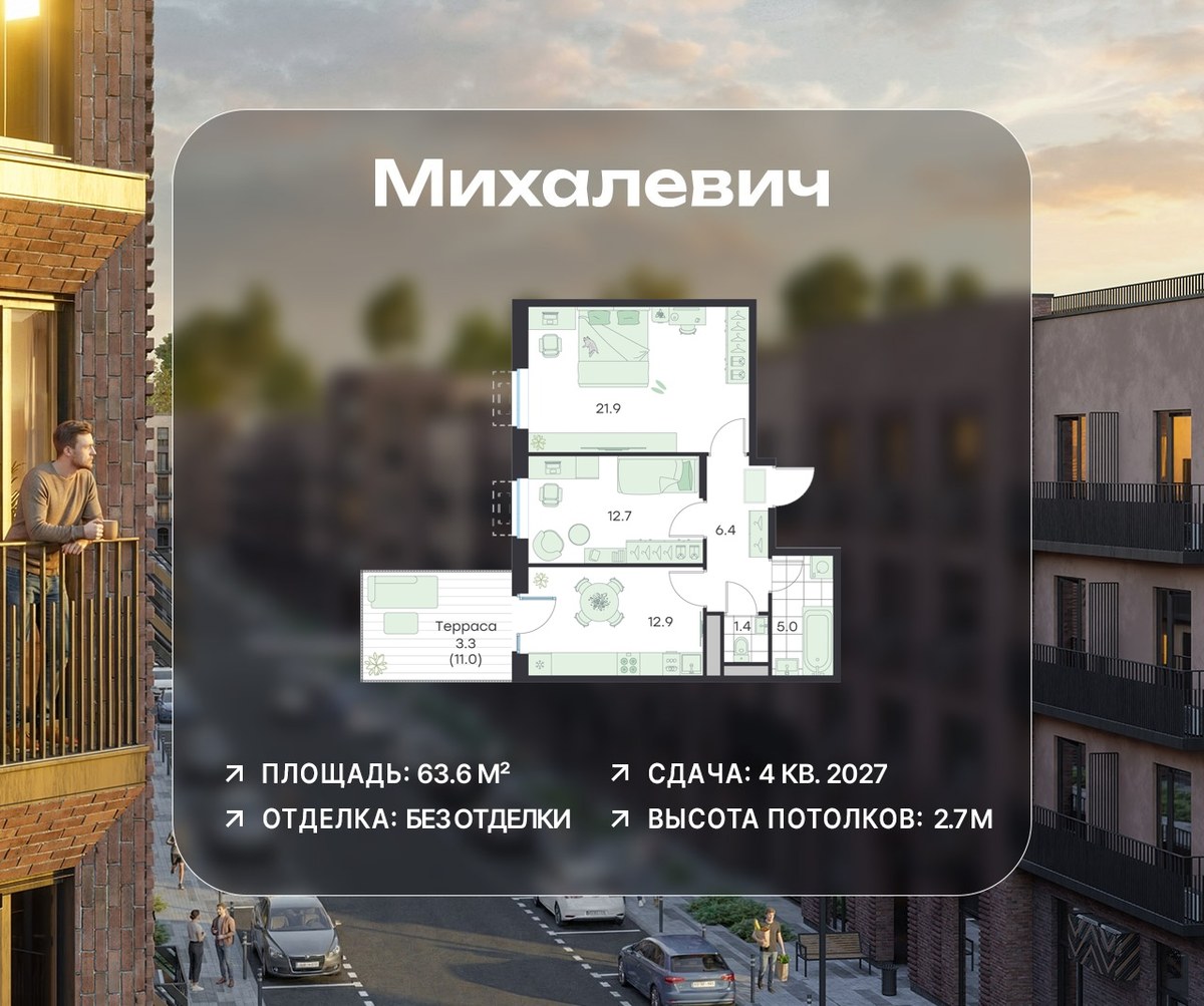Планировка 63.6 м²