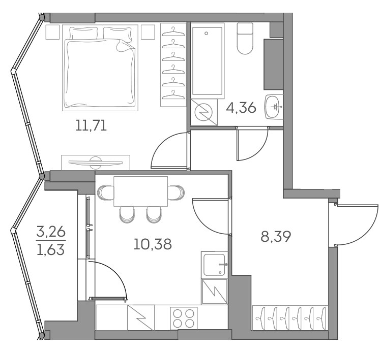 Планировка 36.47 м²