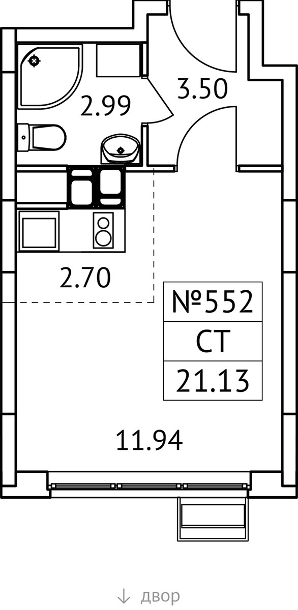 Планировка 21.13 м²
