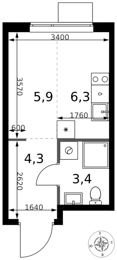 Планировка 19.9 м²