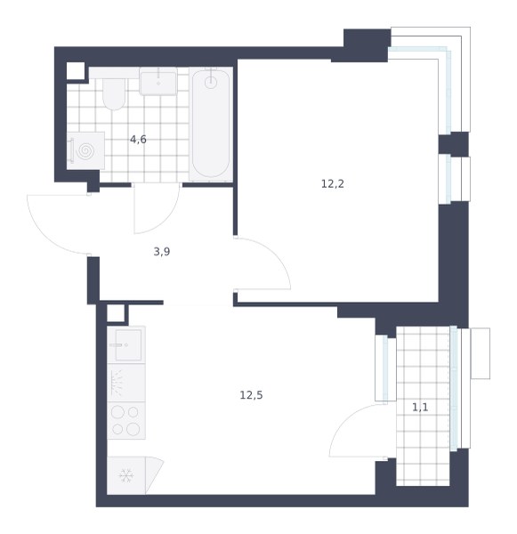 Планировка 34.3 м²