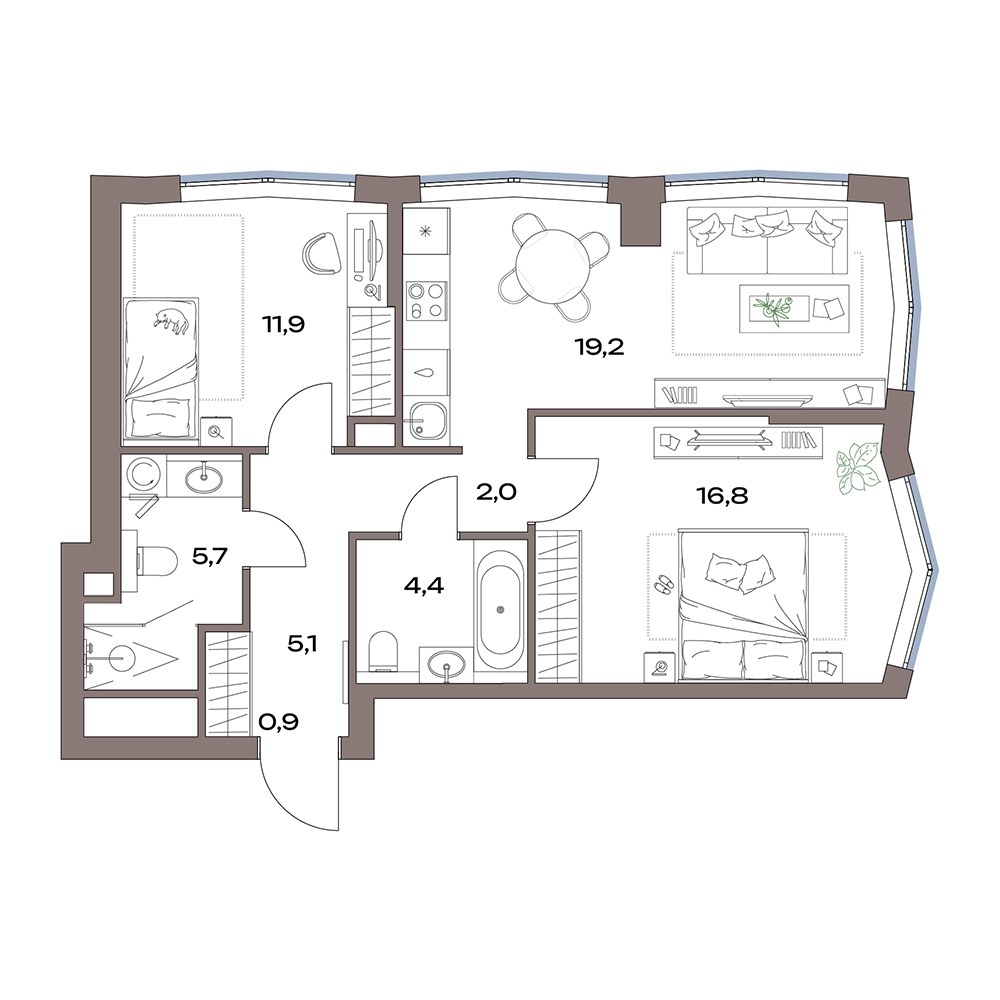 Планировка 67.0 м²