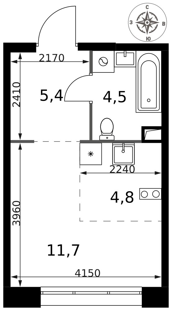 Планировка 26.4 м²