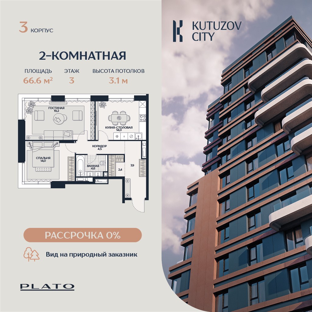 Планировка 66.6 м²