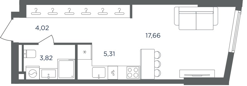 Планировка: 1-комнатная, 30.81 м²