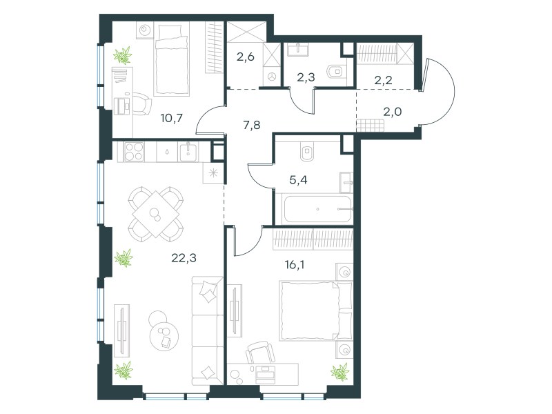 Планировка 71.4 м²