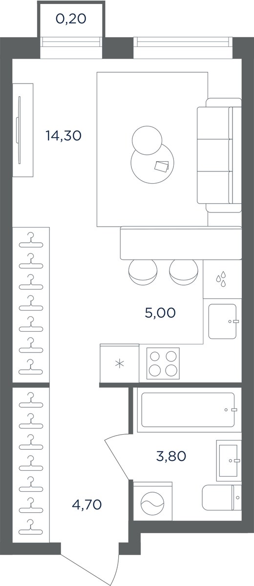 Планировка 27.8 м²