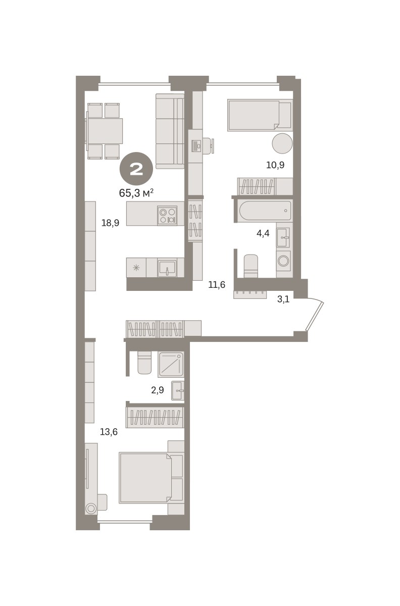 Планировка 65.3 м²
