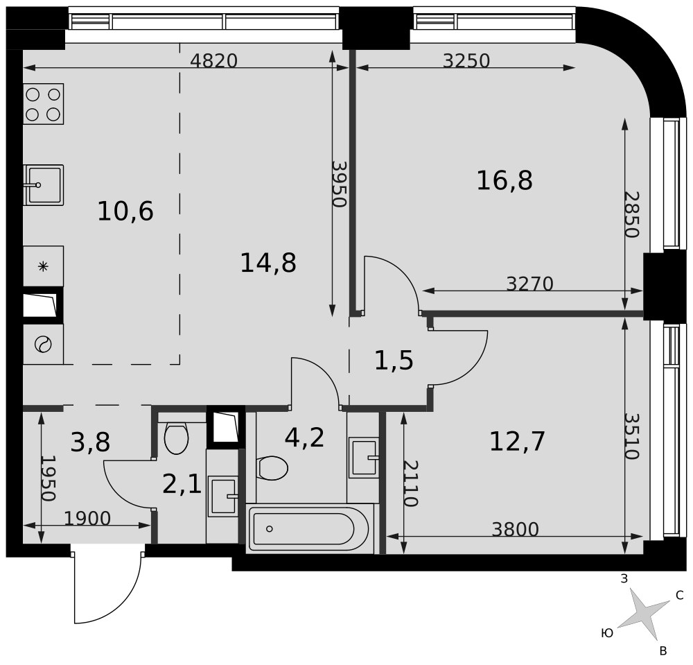 Планировка 66.5 м²