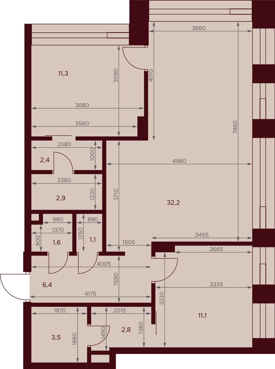 Планировка 74.8 м²
