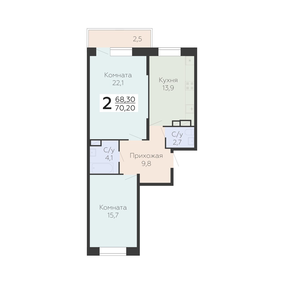 Планировка 70.2 м²