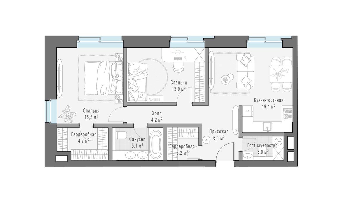Планировка 79.4 м²