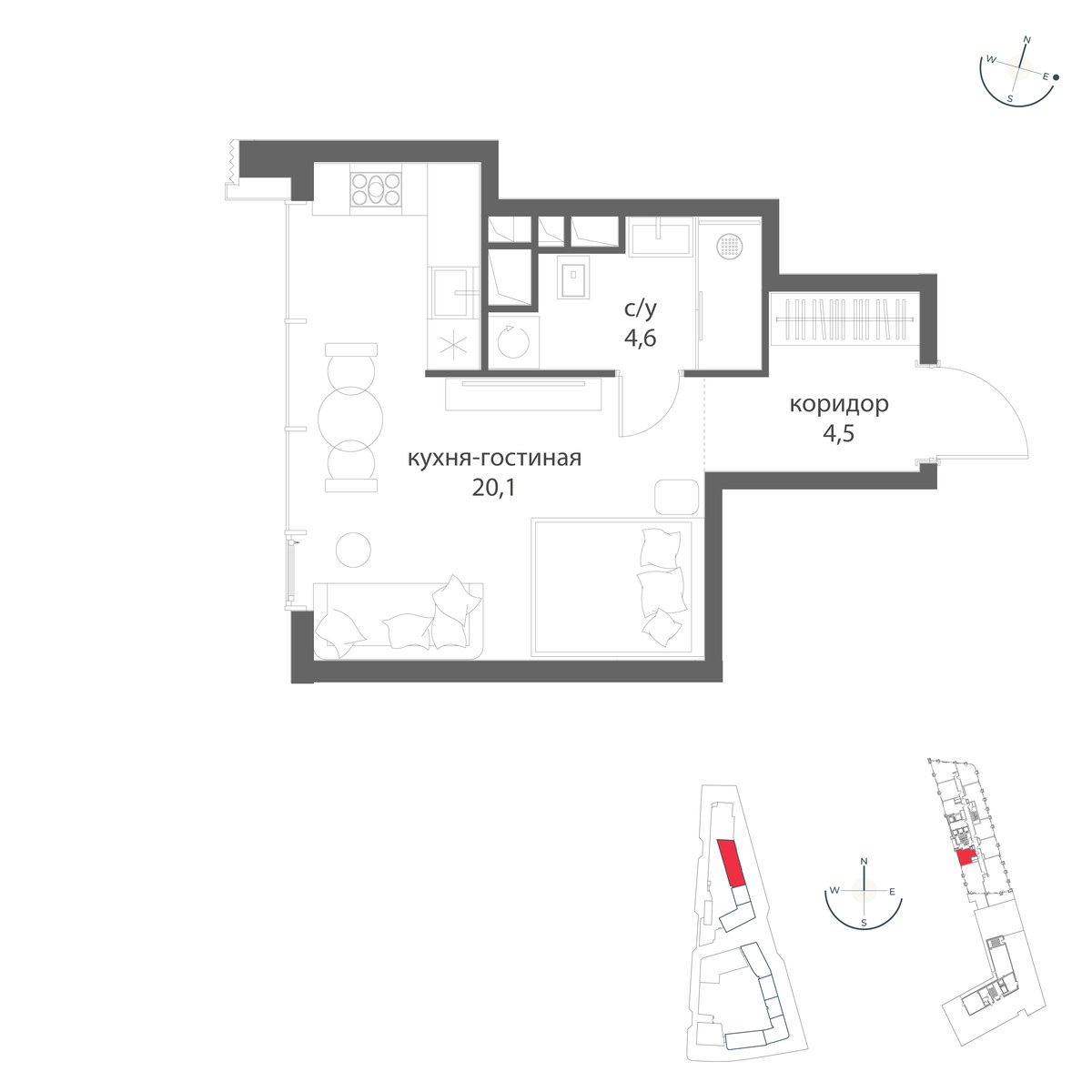 Планировка 29.2 м²