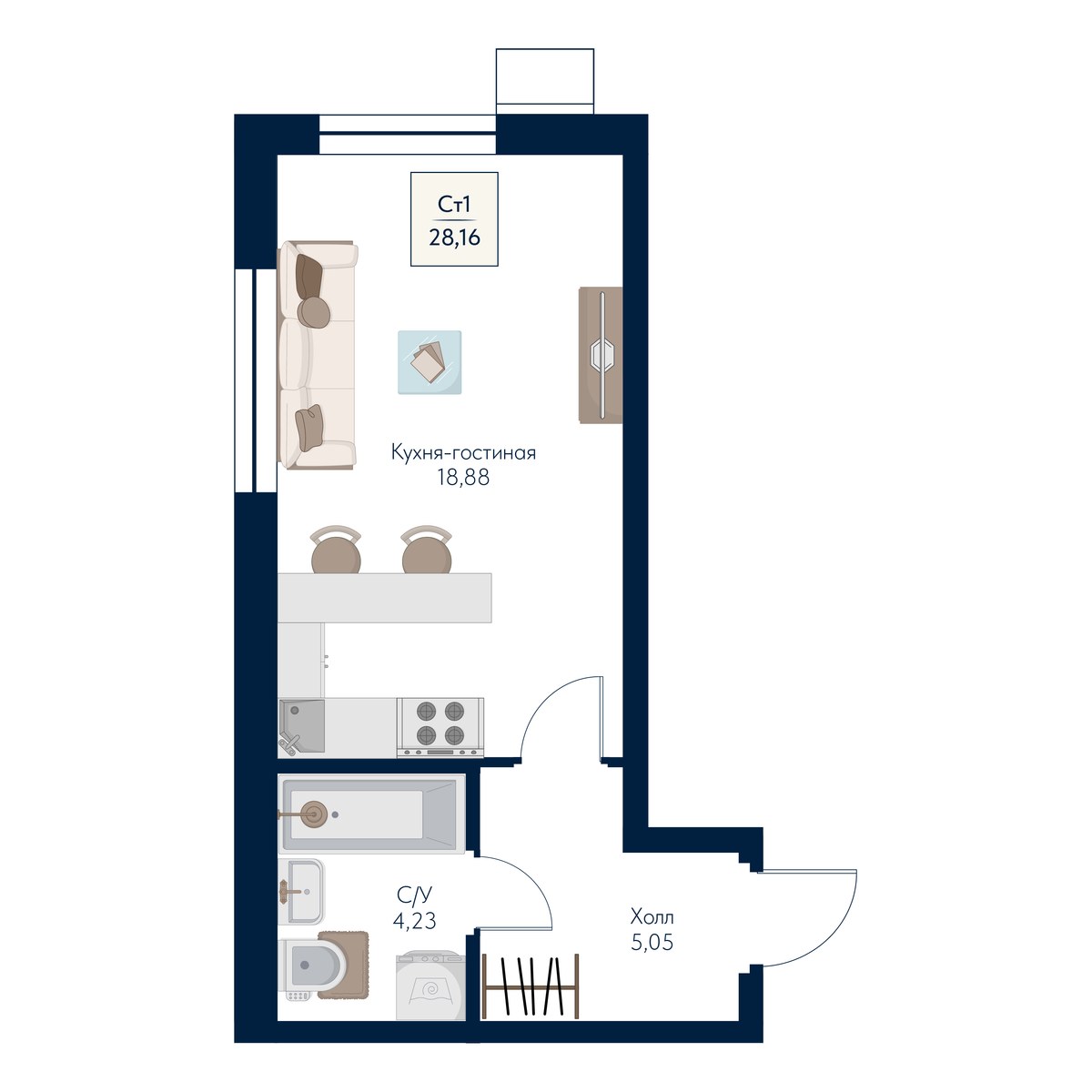 Планировка 28.16 м²