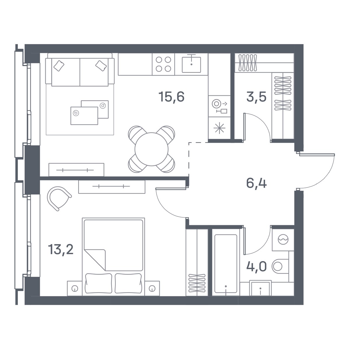 Планировка 42.7 м²