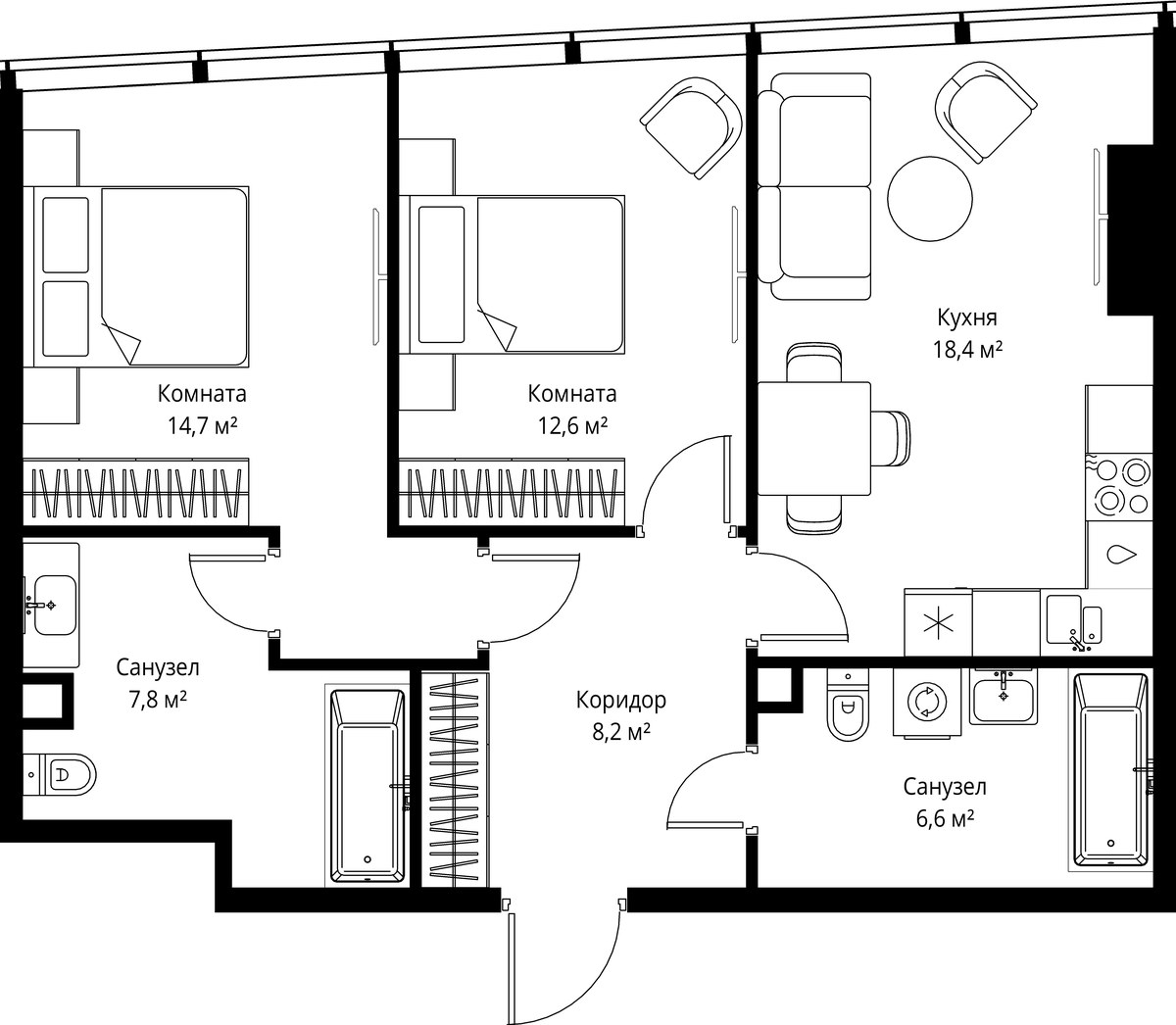 Планировка 68.3 м²