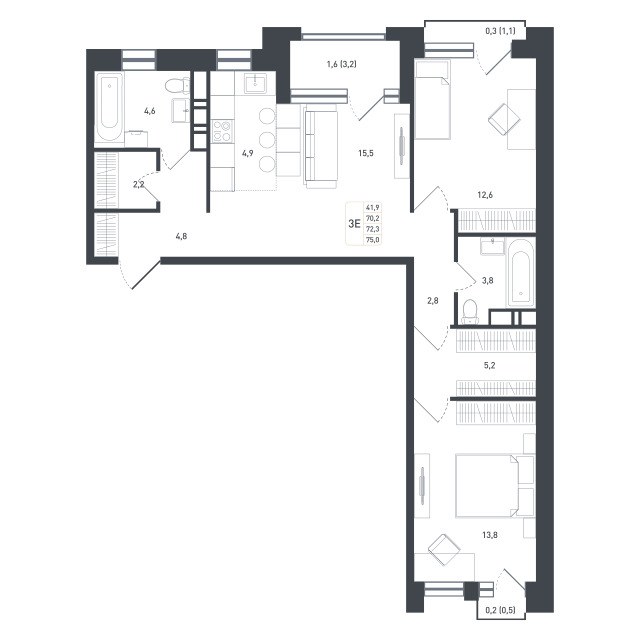 Планировка 75.9 м²