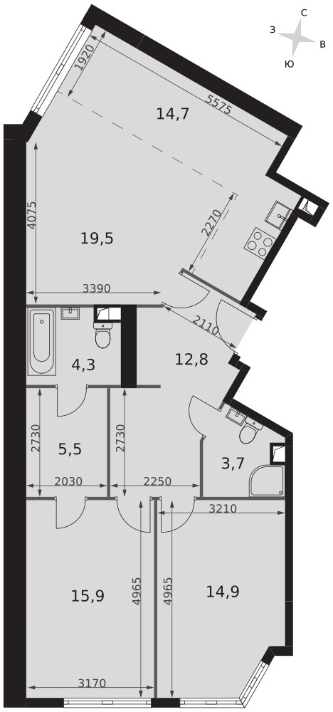 Планировка 91.3 м²