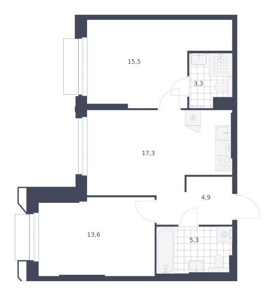 Планировка 59.9 м²