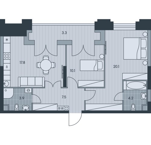 Планировка 67.0 м²