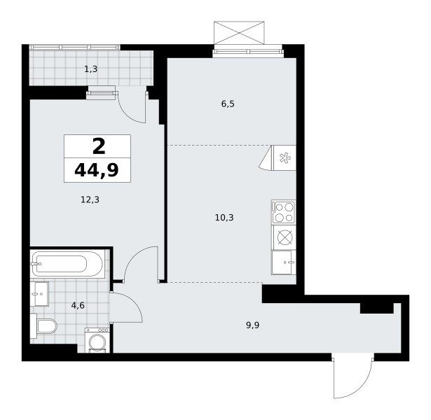 Планировка 44.9 м²