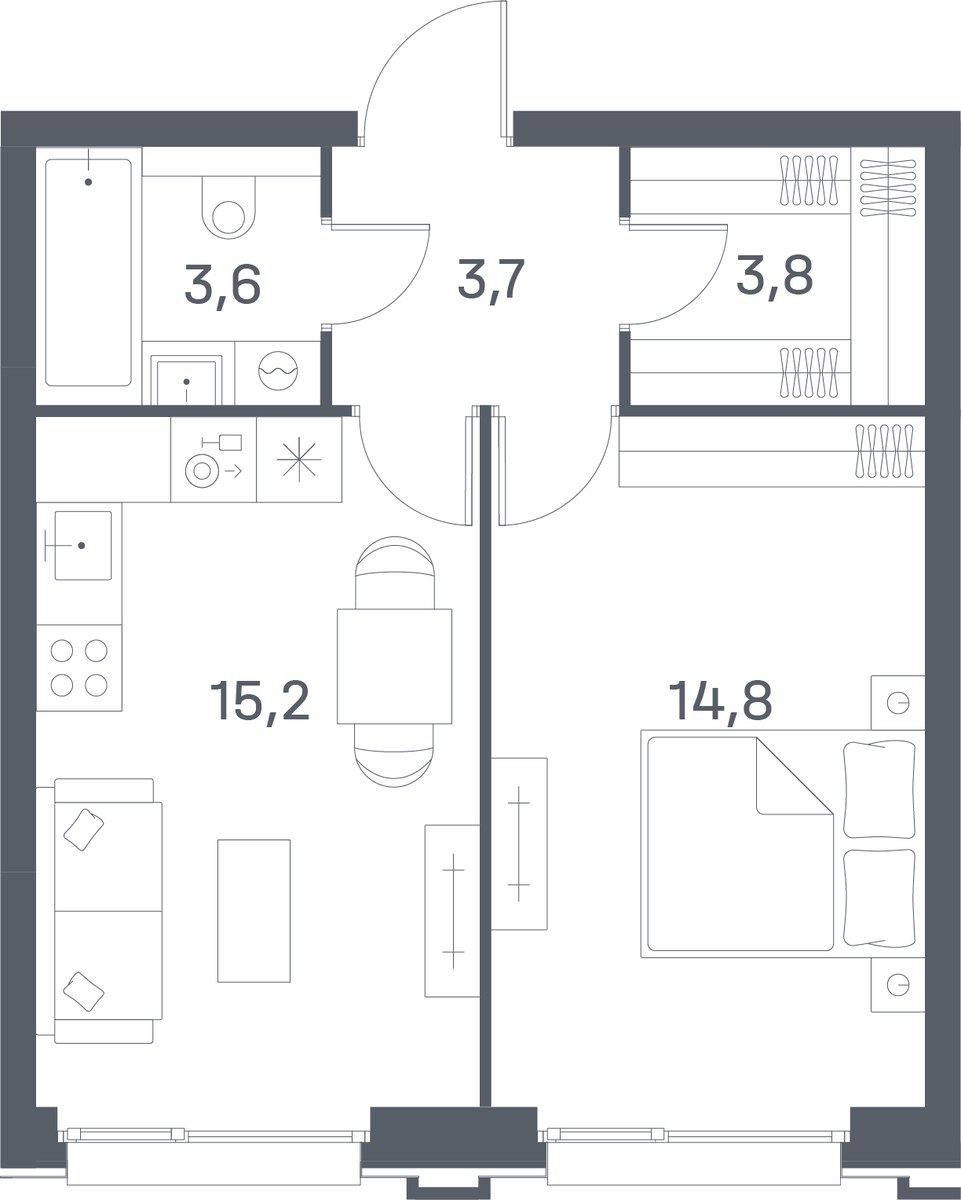 Планировка 41.1 м²