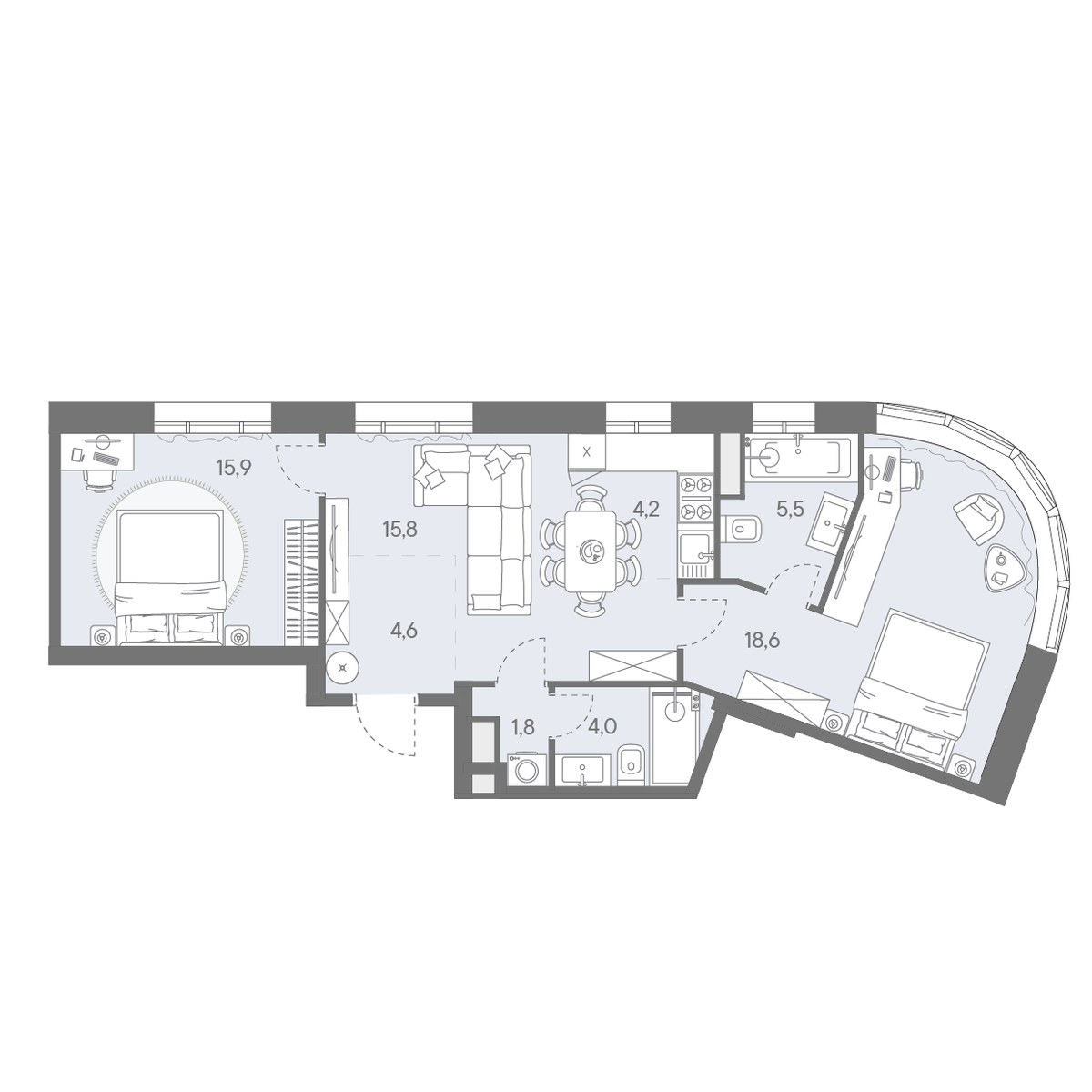 Планировка 70.4 м²