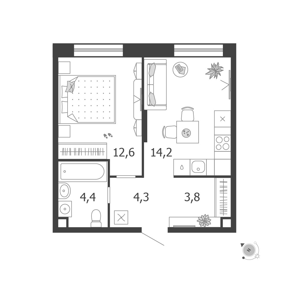 Планировка 39.3 м²