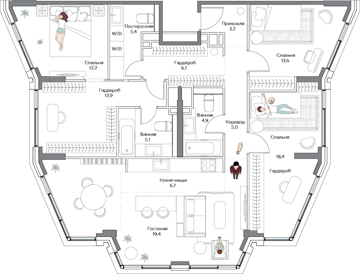 Планировка 124.0 м²