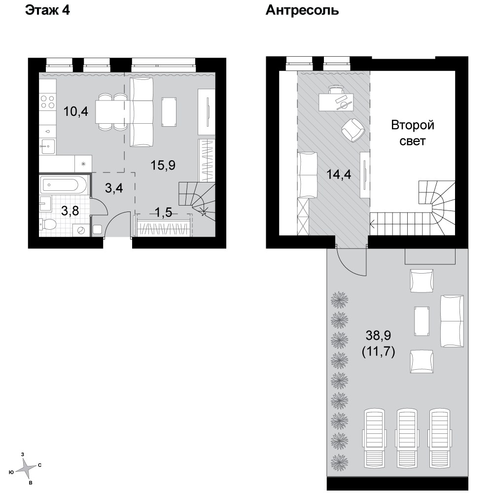 Планировка 61.1 м²