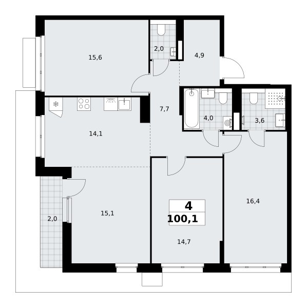 Планировка 100.1 м²