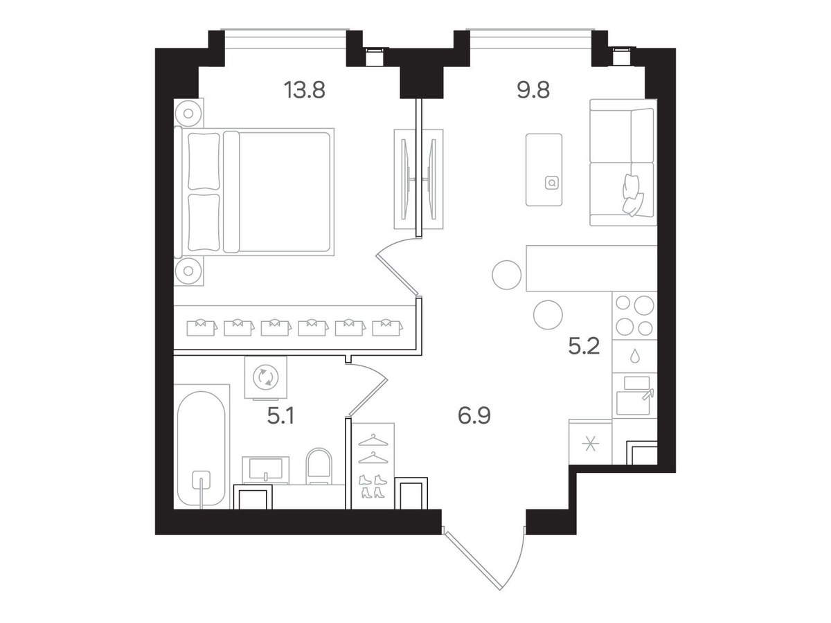 Планировка 40.8 м²