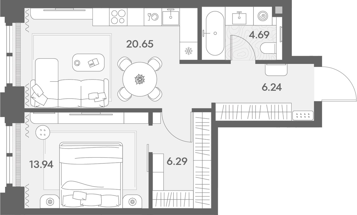 Планировка 51.81 м²