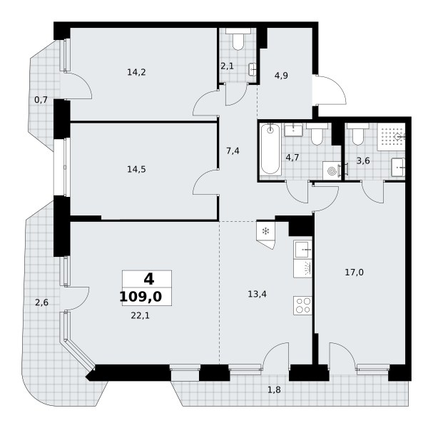 Планировка 109.0 м²