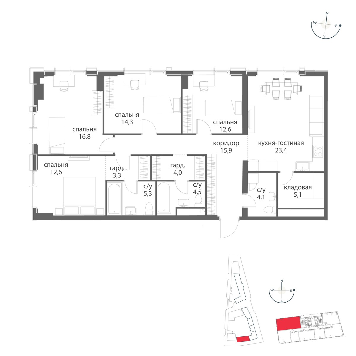 Планировка 121.9 м²