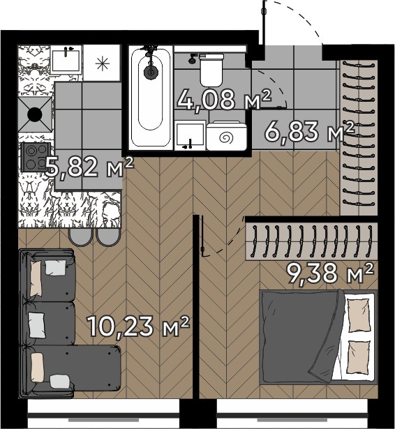 Планировка 36.34 м²