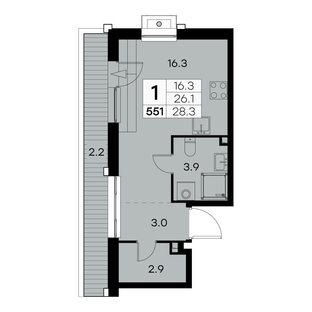 Планировка 28.3 м²