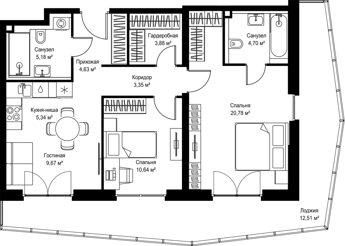 Планировка 80.68 м²