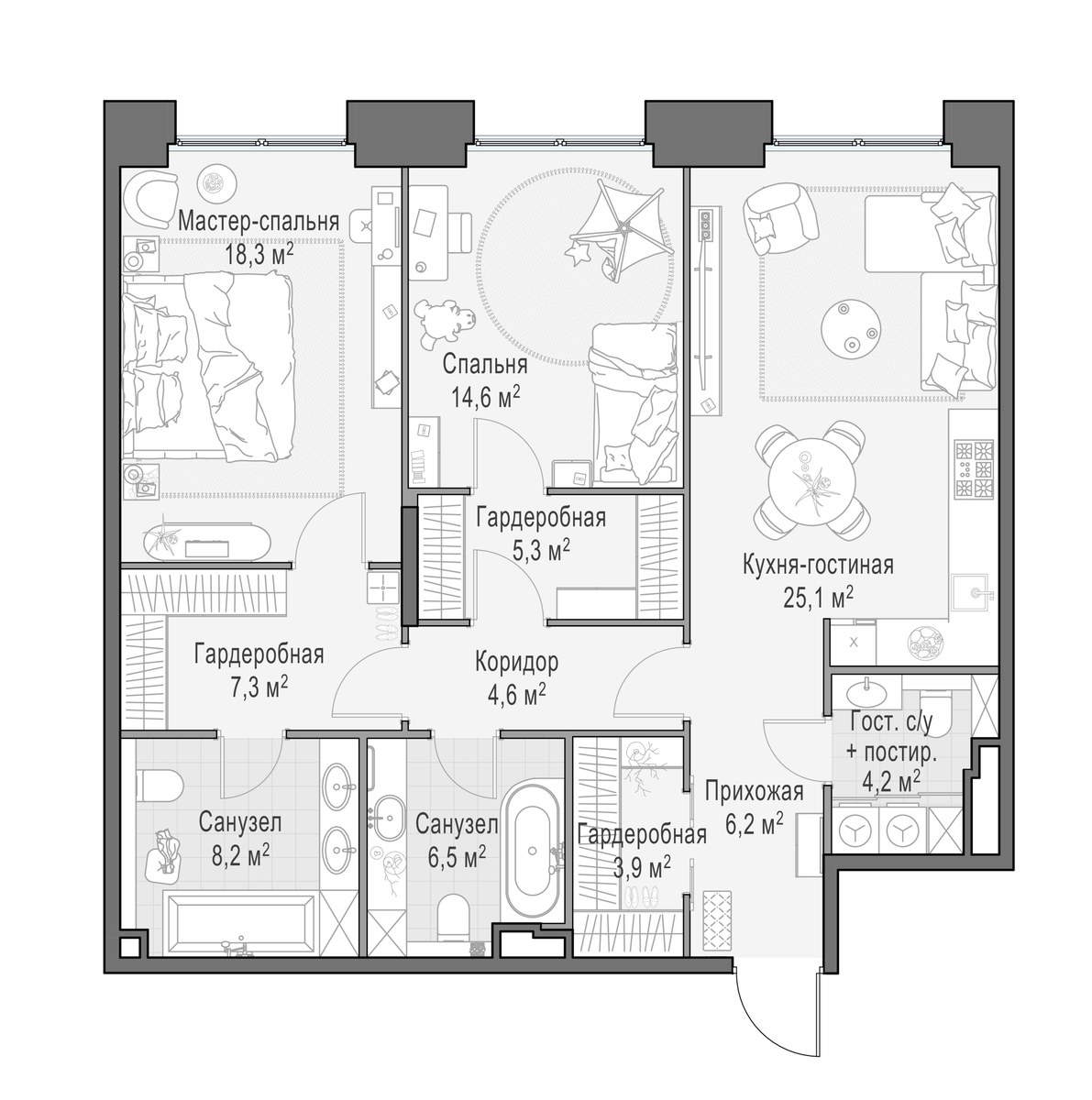 Планировка 104.9 м²