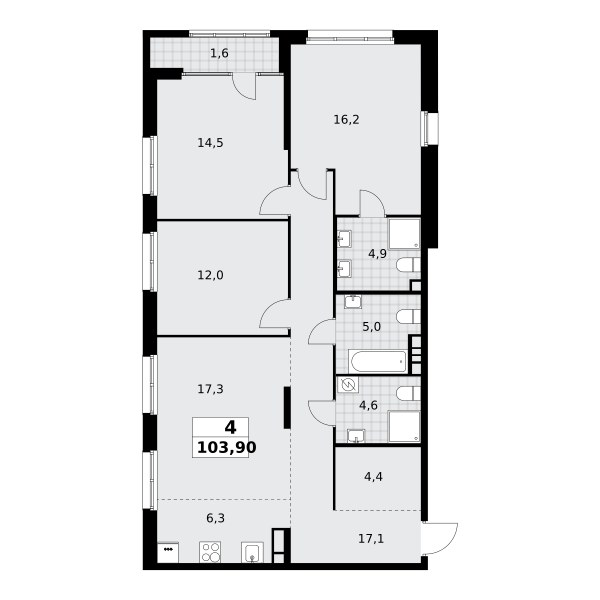 Планировка 104.3 м²