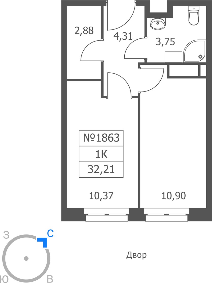 Планировка 32.21 м²