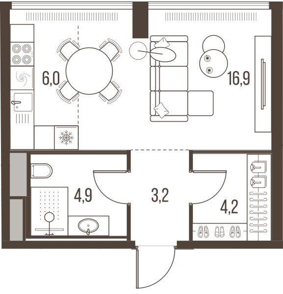Планировка 35.2 м²